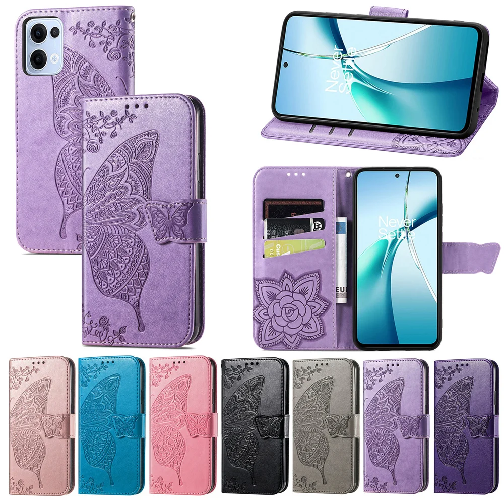 For Oppo Reno13 5G (Global) Case with Strap Butterfly Pattern PU Leather Wallet Phone Cover - Blue-Cellmalls