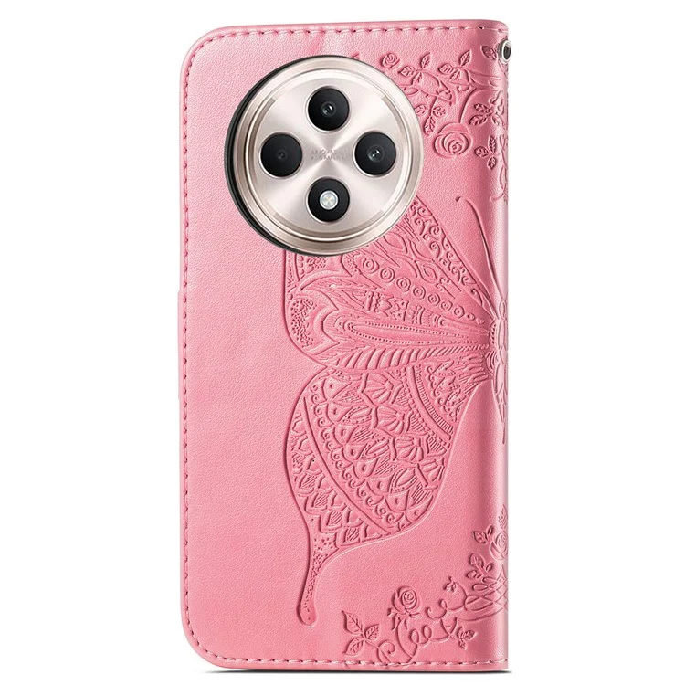 For Oppo Reno12 F 5G Case PU Leather Wallet Phone Cover Butterfly Pattern - Pink-Cellmalls