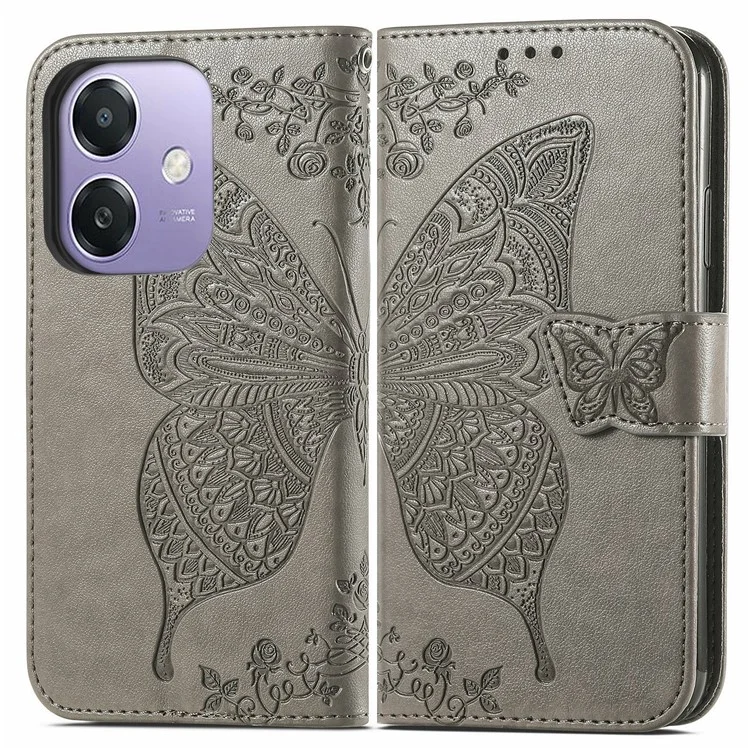 For Oppo A3x 5G Case PU Leather Wallet Phone Cover Butterfly Pattern - Pink-Cellmalls