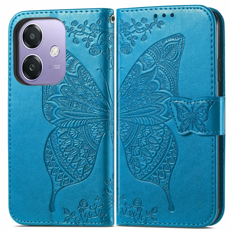 For Oppo A3x 5G Case PU Leather Wallet Phone Cover Butterfly Pattern - Pink-Cellmalls