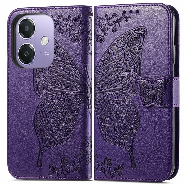 For Oppo A3x 5G Case PU Leather Wallet Phone Cover Butterfly Pattern - Pink-Cellmalls
