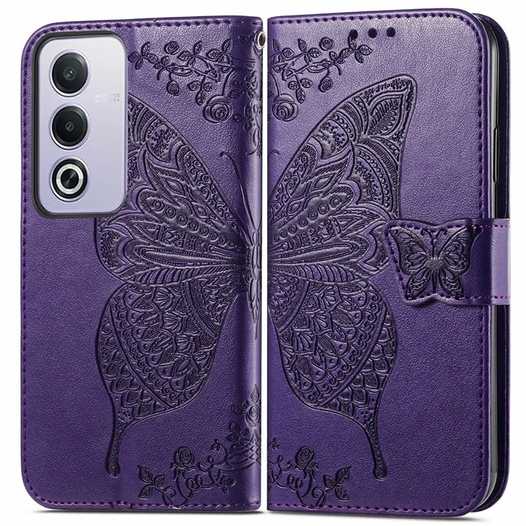 For Oppo A80 5G Case PU Leather Wallet Phone Cover Butterfly Pattern - Pink-Cellmalls