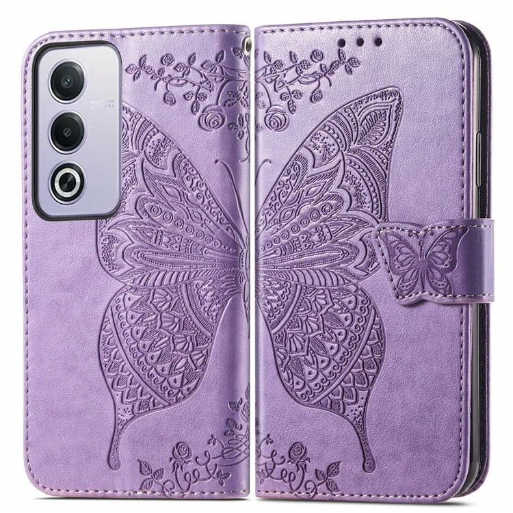 For Oppo A80 5G Case PU Leather Wallet Phone Cover Butterfly Pattern - Pink-Cellmalls