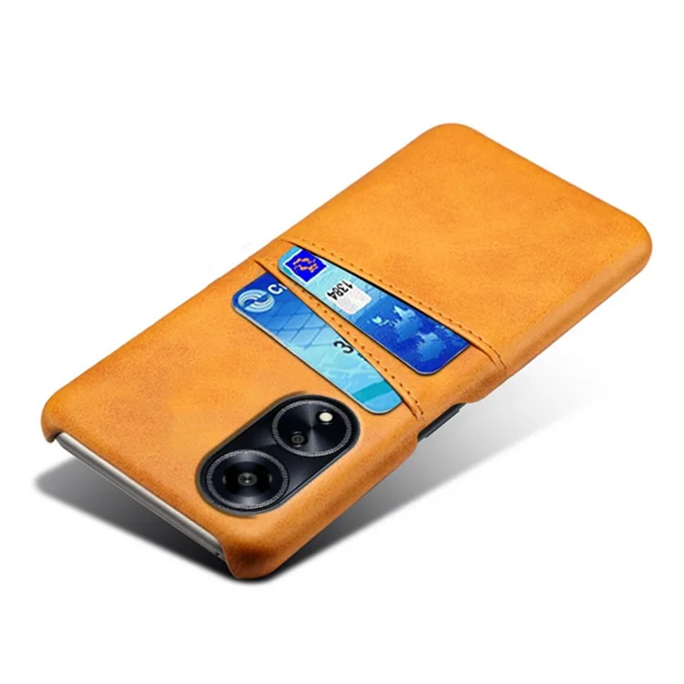 For Oppo A1 5G / A98 5G / F23 5G Dual Card Slots Phone Cover PU Leather Coated PC Protective Case - Orange-Cellmalls