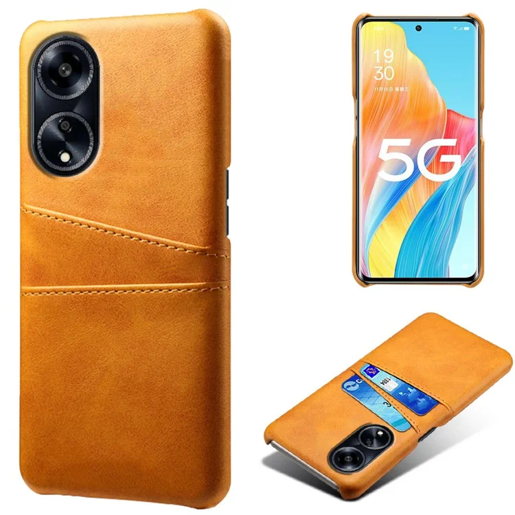 For Oppo A1 5G / A98 5G / F23 5G Dual Card Slots Phone Cover PU Leather Coated PC Protective Case - Orange-Cellmalls