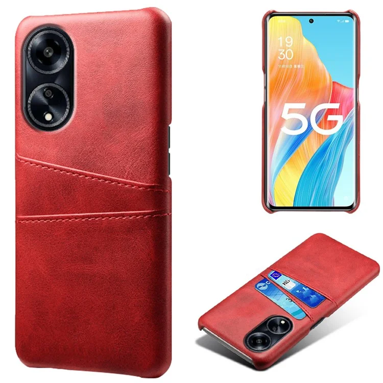 For Oppo A1 5G / A98 5G / F23 5G Dual Card Slots Phone Cover PU Leather Coated PC Protective Case - Orange-Cellmalls