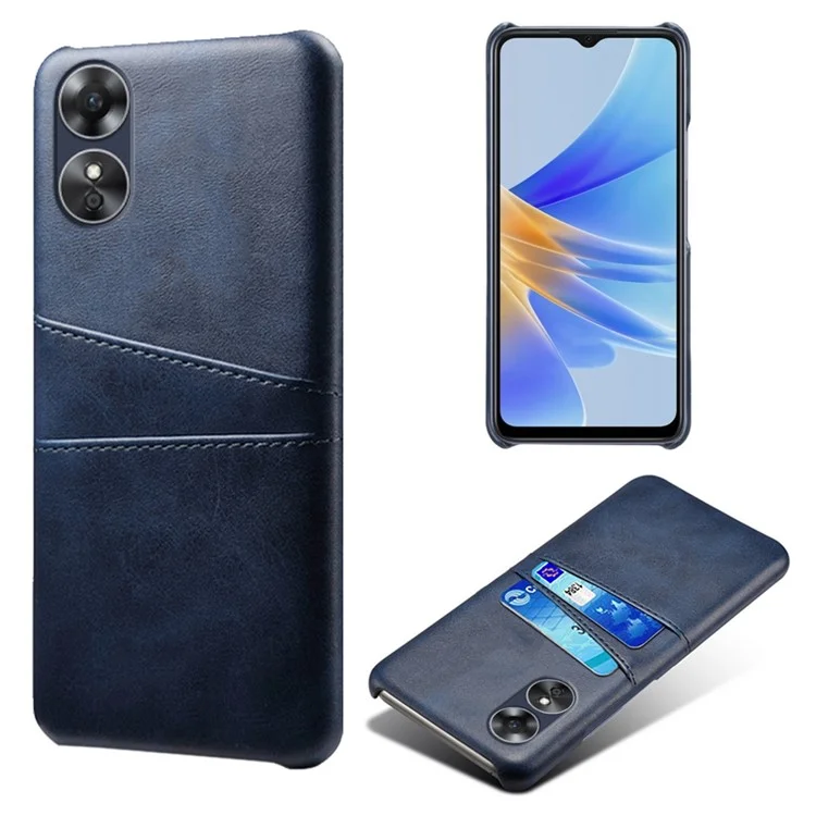 For Oppo A17 4G / A17k 4G Cell Phone Case Dual Card Slots Anti-scratch PU Leather Coated Hard PC Shock Resistant Phone Cover - Orange-Cellmalls