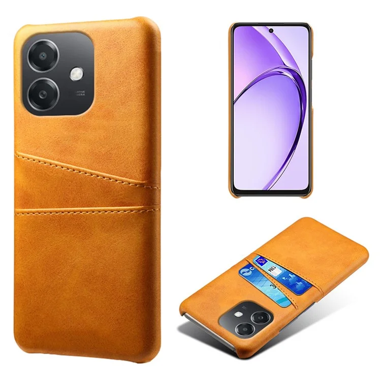 For Oppo A3x 5G (India) Case Dual Card Slots PU Leather + Hard PC Phone Cover - Orange-Cellmalls