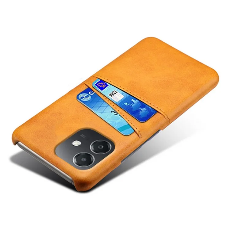 For Oppo A3x 5G (India) Case Dual Card Slots PU Leather + Hard PC Phone Cover - Orange-Cellmalls