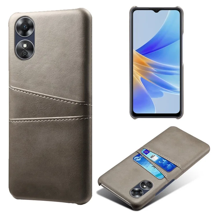 For Oppo A17 4G / A17k 4G Cell Phone Case Dual Card Slots Anti-scratch PU Leather Coated Hard PC Shock Resistant Phone Cover - Orange-Cellmalls