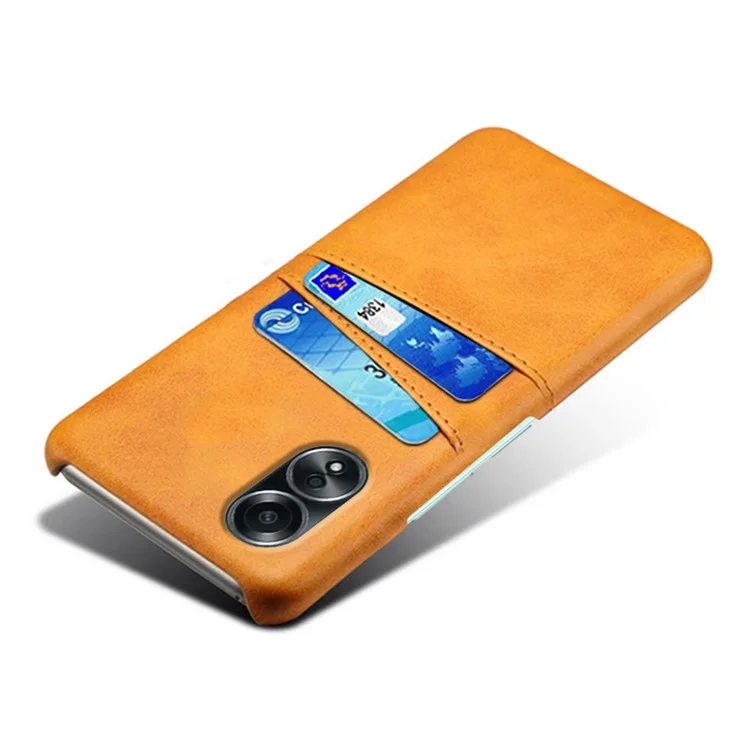 For Oppo A58 4G Case Dual Card Slots PU Leather + Hard PC Phone Cover - Orange-Cellmalls