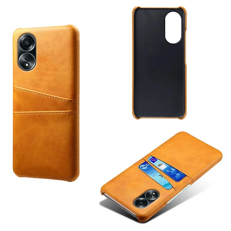 For Oppo A58 4G Case Dual Card Slots PU Leather + Hard PC Phone Cover - Orange-Cellmalls