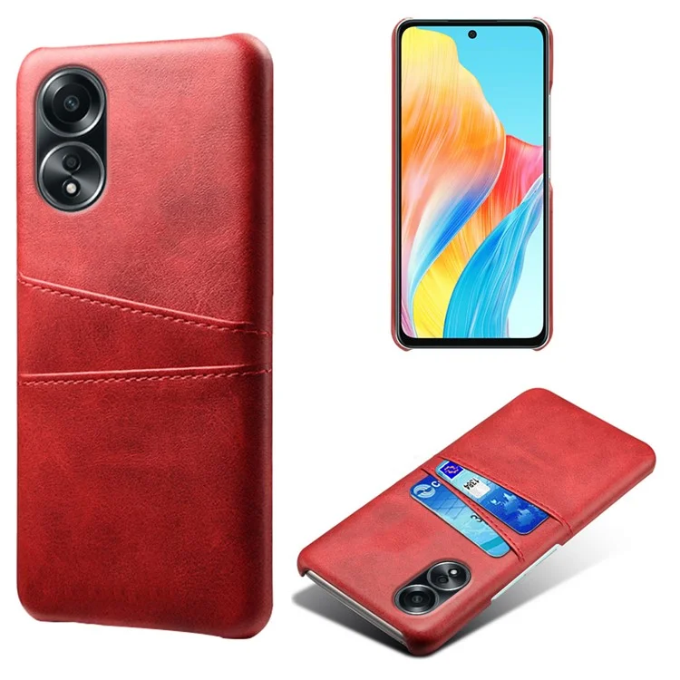 For Oppo A58 4G Case Dual Card Slots PU Leather + Hard PC Phone Cover - Orange-Cellmalls