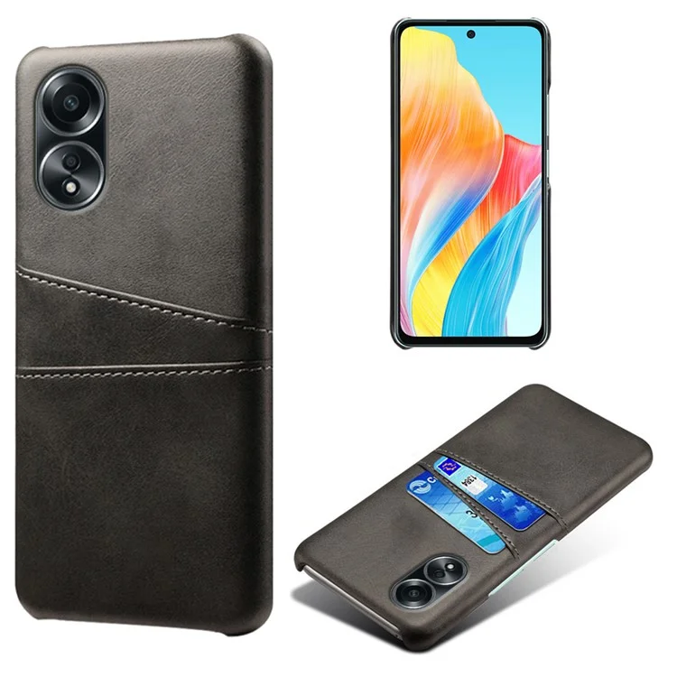 For Oppo A58 4G Case Dual Card Slots PU Leather + Hard PC Phone Cover - Orange-Cellmalls