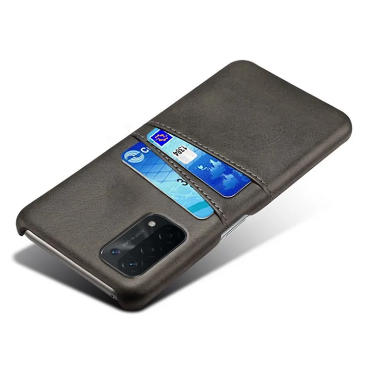 KSQ Double Card Slots PU Leather Coated PC Shell Cover Case for Oppo A74 5G / A54 5G / A93 5G - Black-Cellmalls