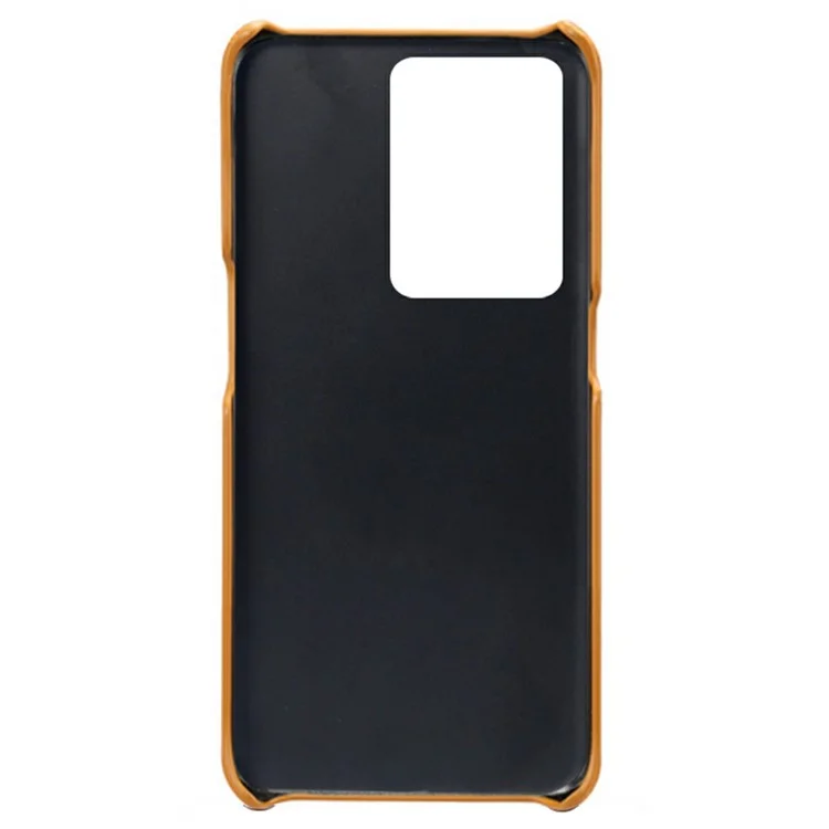 For Oppo A97 5G Protective Phone Case with Dual Card Slots Anti-fall PU Leather Coated Hard PC Back Cover Shell - Orange-Cellmalls