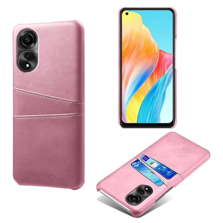 Hard PC Phone Case for Oppo A78 4G PU Leather Coated Cell Phone Back Cover with Dual Card Slots - Orange-Cellmalls