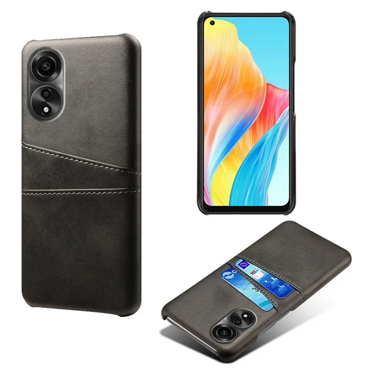 Hard PC Phone Case for Oppo A78 4G PU Leather Coated Cell Phone Back Cover with Dual Card Slots - Orange-Cellmalls