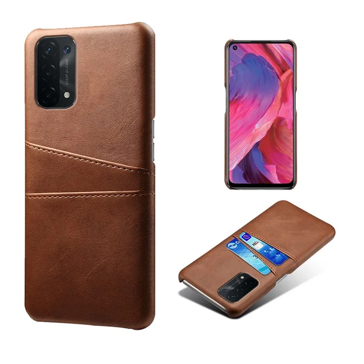 KSQ Double Card Slots PU Leather Coated PC Shell Cover Case for Oppo A74 5G / A54 5G / A93 5G - Black-Cellmalls