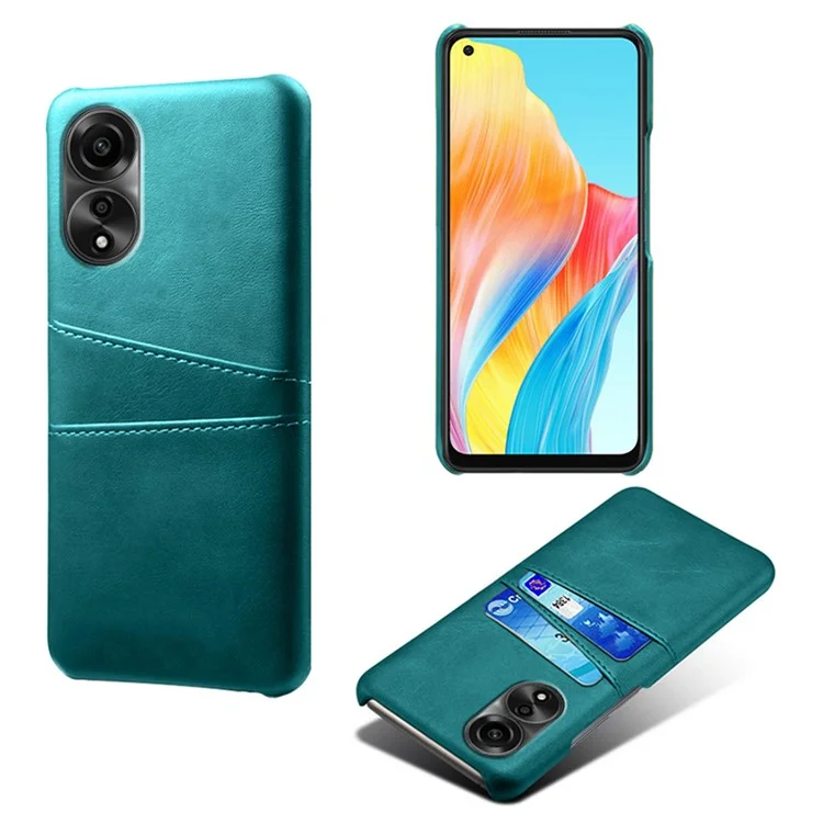 Hard PC Phone Case for Oppo A78 4G PU Leather Coated Cell Phone Back Cover with Dual Card Slots - Orange-Cellmalls