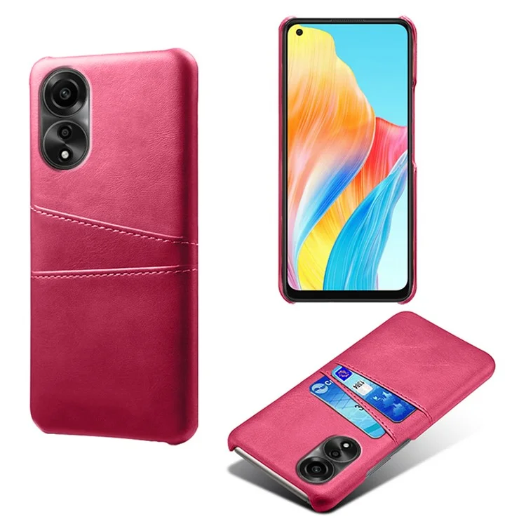 Hard PC Phone Case for Oppo A78 4G PU Leather Coated Cell Phone Back Cover with Dual Card Slots - Orange-Cellmalls