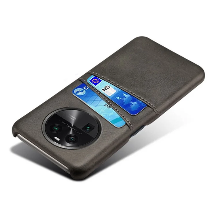 Dual Card Slots Phone Case for Oppo Find X6 , Scratch Resistant PU Leather Coated PC Cover - Black-Cellmalls
