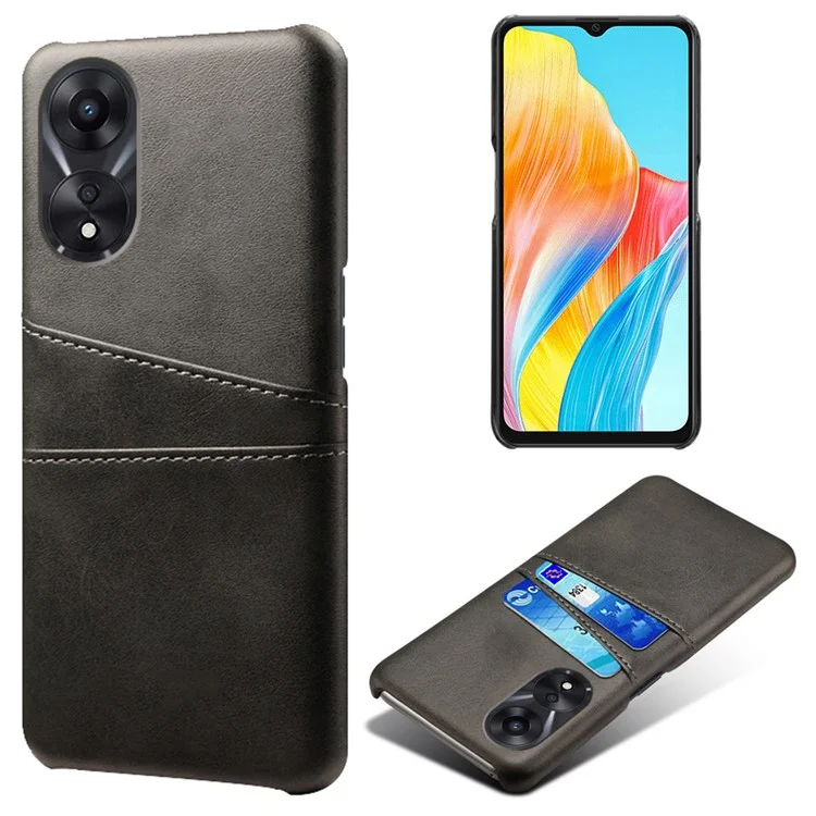 For Oppo A38 4G / A18 4G Case Drop-proof PU Leather+PC Phone Protector with 2 Card Holders - Black-Cellmalls