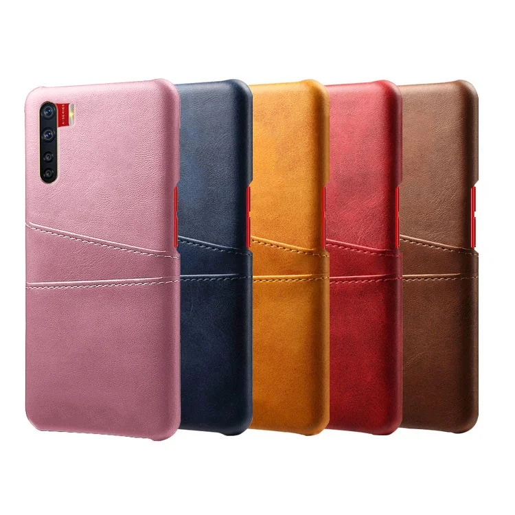 KSQ with Double Card Slots PU Leather Coated PC Shell for Oppo A91/F15 - Black-Cellmalls