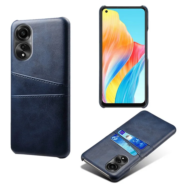 Hard PC Phone Case for Oppo A78 4G PU Leather Coated Cell Phone Back Cover with Dual Card Slots - Orange-Cellmalls