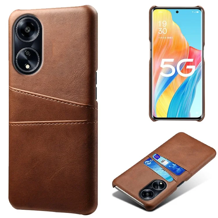 For Oppo A1 5G / A98 5G / F23 5G Dual Card Slots Phone Cover PU Leather Coated PC Protective Case - Orange-Cellmalls