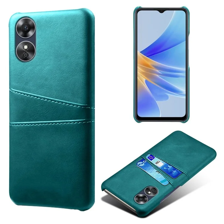 For Oppo A17 4G / A17k 4G Cell Phone Case Dual Card Slots Anti-scratch PU Leather Coated Hard PC Shock Resistant Phone Cover - Orange-Cellmalls