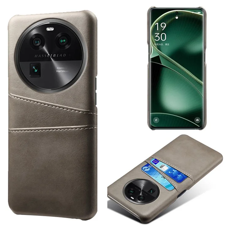 Dual Card Slots Phone Case for Oppo Find X6 , Scratch Resistant PU Leather Coated PC Cover - Black-Cellmalls