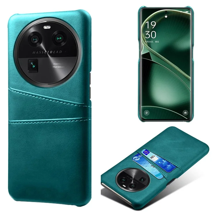 Dual Card Slots Phone Case for Oppo Find X6 , Scratch Resistant PU Leather Coated PC Cover - Black-Cellmalls