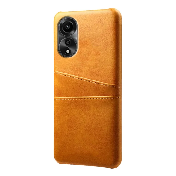 Hard PC Phone Case for Oppo A78 4G PU Leather Coated Cell Phone Back Cover with Dual Card Slots - Orange-Cellmalls
