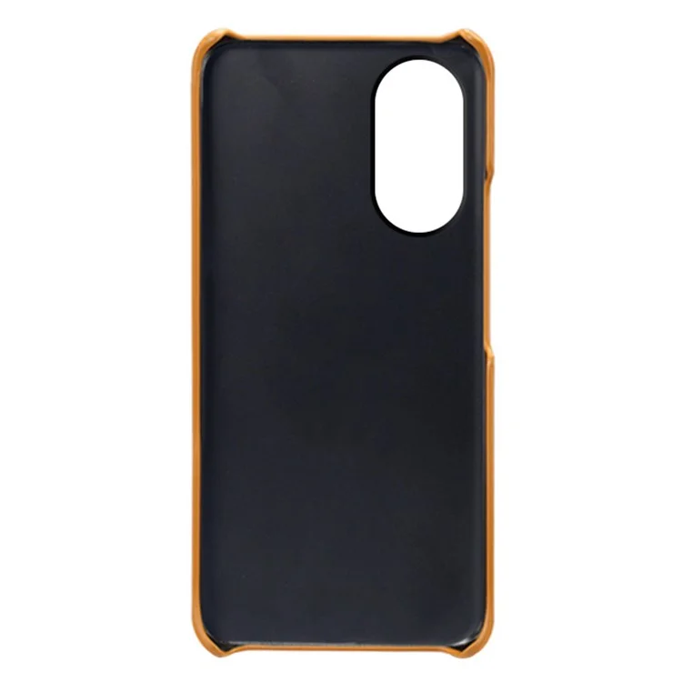 Hard PC Phone Case for Oppo A78 4G PU Leather Coated Cell Phone Back Cover with Dual Card Slots - Orange-Cellmalls