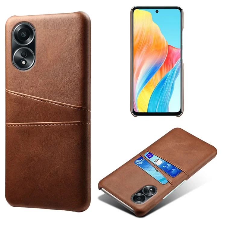 For Oppo A58 4G Case Dual Card Slots PU Leather + Hard PC Phone Cover - Orange-Cellmalls