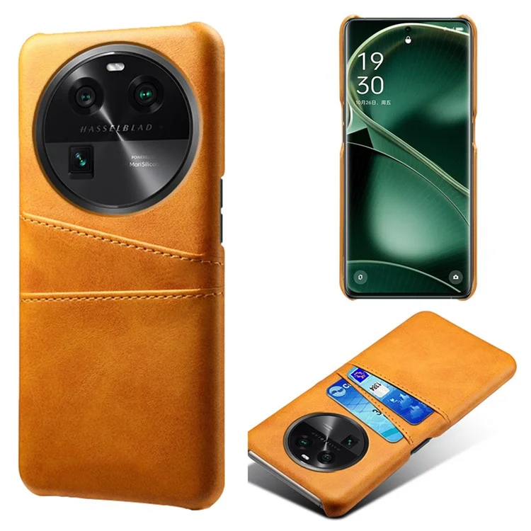 Dual Card Slots Phone Case for Oppo Find X6 , Scratch Resistant PU Leather Coated PC Cover - Black-Cellmalls