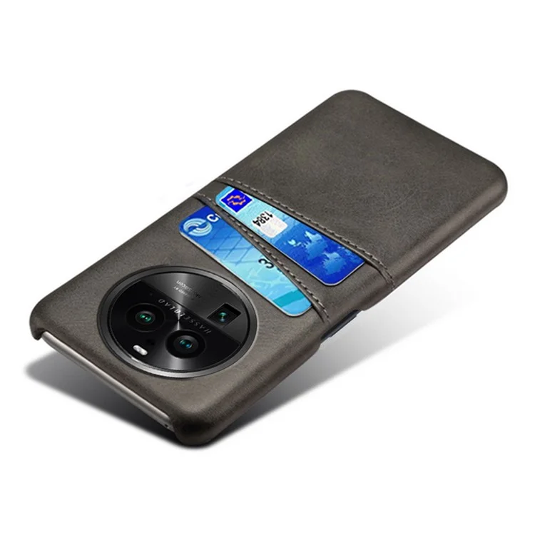 Phone Case for Oppo Find X6 Pro Back Shell, Dual Card Slots PU Leather Coated PC Cover - Black-Cellmalls