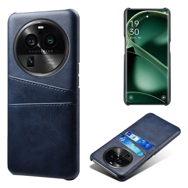 Phone Case for Oppo Find X6 Pro Back Shell, Dual Card Slots PU Leather Coated PC Cover - Black-Cellmalls