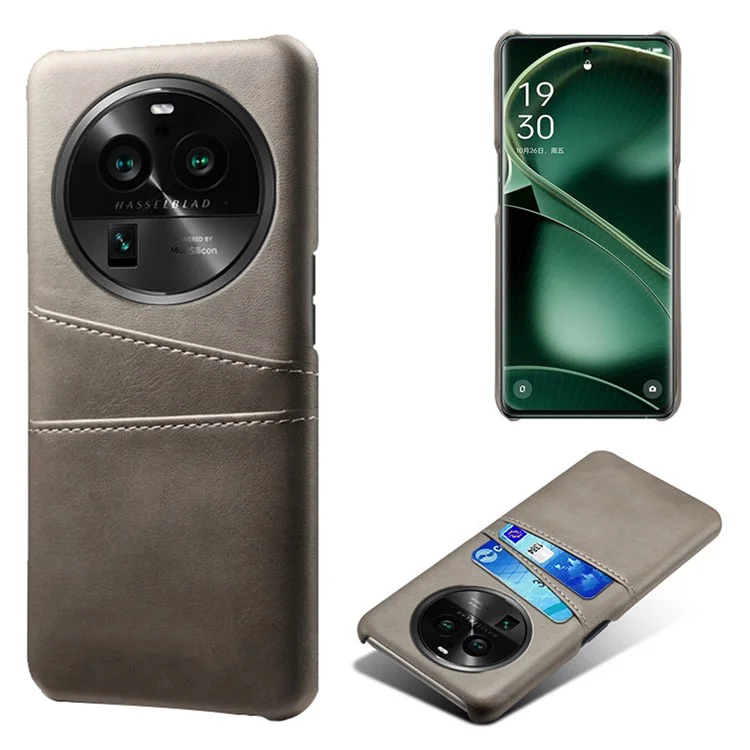 Phone Case for Oppo Find X6 Pro Back Shell, Dual Card Slots PU Leather Coated PC Cover - Black-Cellmalls