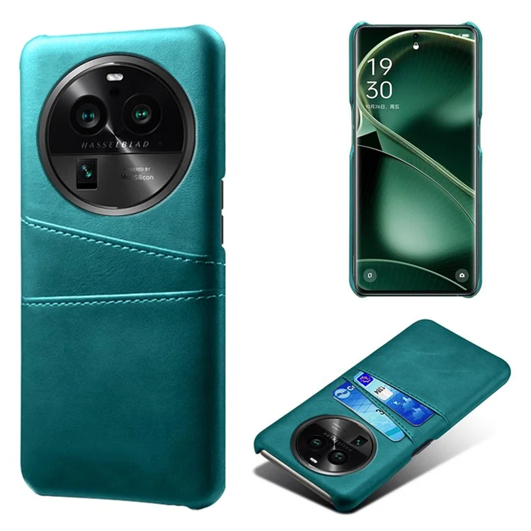 Phone Case for Oppo Find X6 Pro Back Shell, Dual Card Slots PU Leather Coated PC Cover - Black-Cellmalls