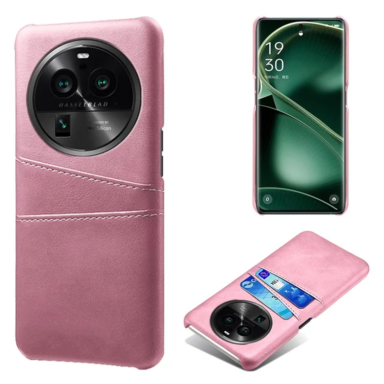 Phone Case for Oppo Find X6 Pro Back Shell, Dual Card Slots PU Leather Coated PC Cover - Black-Cellmalls