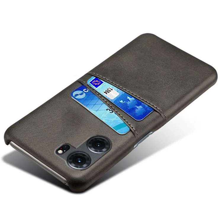 Anti-scratch Phone Case for Oppo K10 5G (China), Dual Card Slots PU Leather Coated Hard PC Cover - Black-Cellmalls