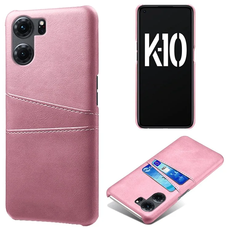 Anti-scratch Phone Case for Oppo K10 5G (China), Dual Card Slots PU Leather Coated Hard PC Cover - Black-Cellmalls