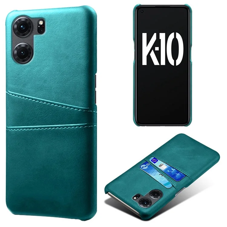 Anti-scratch Phone Case for Oppo K10 5G (China), Dual Card Slots PU Leather Coated Hard PC Cover - Black-Cellmalls