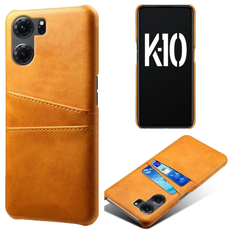 Anti-scratch Phone Case for Oppo K10 5G (China), Dual Card Slots PU Leather Coated Hard PC Cover - Black-Cellmalls