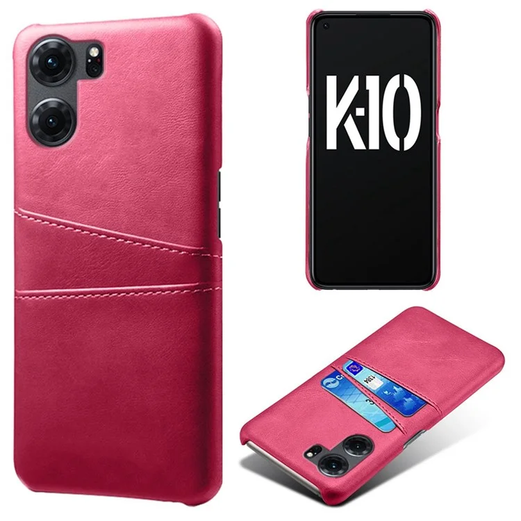 Anti-scratch Phone Case for Oppo K10 5G (China), Dual Card Slots PU Leather Coated Hard PC Cover - Black-Cellmalls