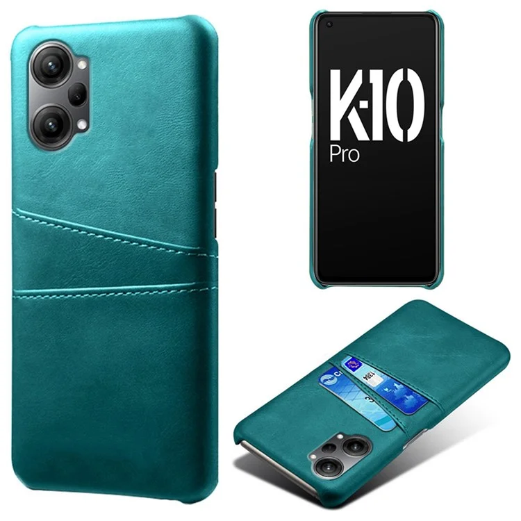 For Oppo K10 Pro 5G Anti-fall Phone Case Thin Card Slots Back Case PU Leather Coated Hard PC Cover - Black-Cellmalls