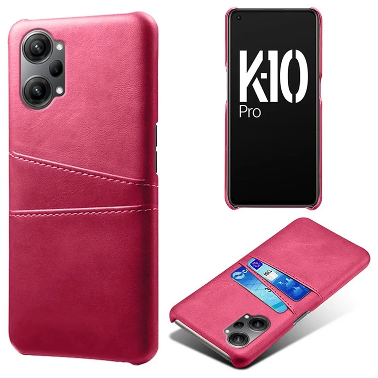 For Oppo K10 Pro 5G Anti-fall Phone Case Thin Card Slots Back Case PU Leather Coated Hard PC Cover - Black-Cellmalls