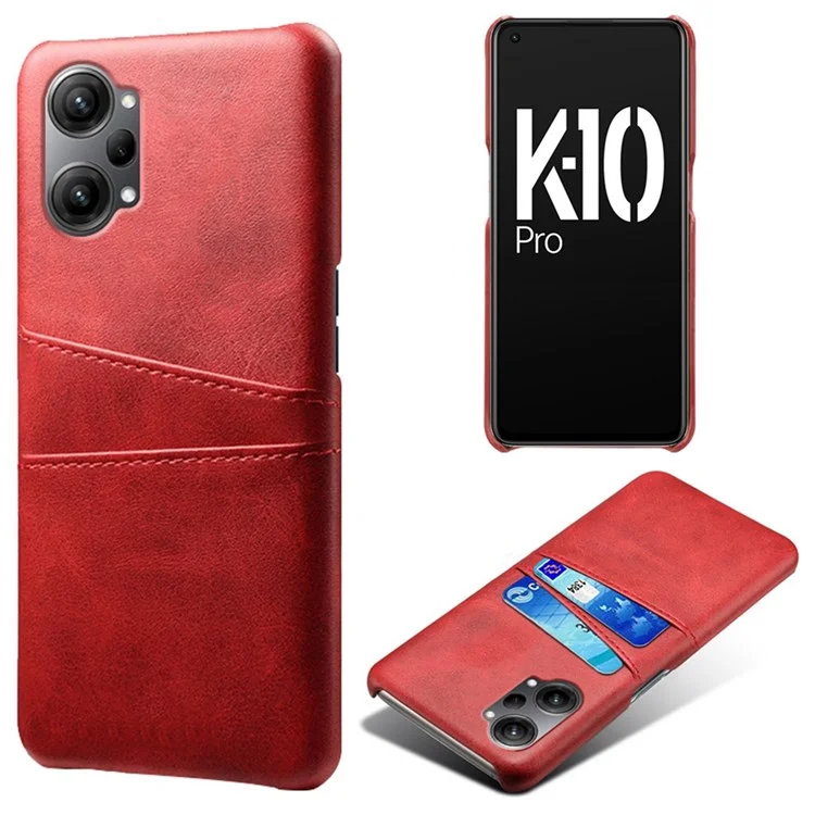 For Oppo K10 Pro 5G Anti-fall Phone Case Thin Card Slots Back Case PU Leather Coated Hard PC Cover - Black-Cellmalls